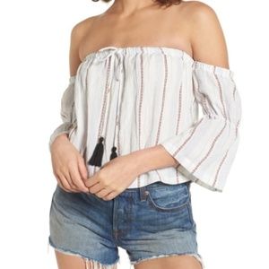 Nordstrom Lush Tassel Trim Off-the-shoulder